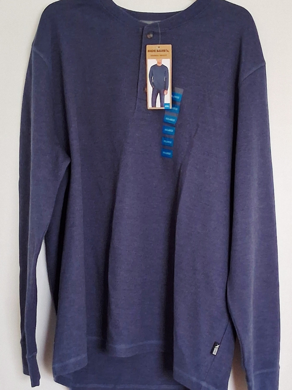NWT Eddie Bauer Blue Thermal Henley Waffle Knit